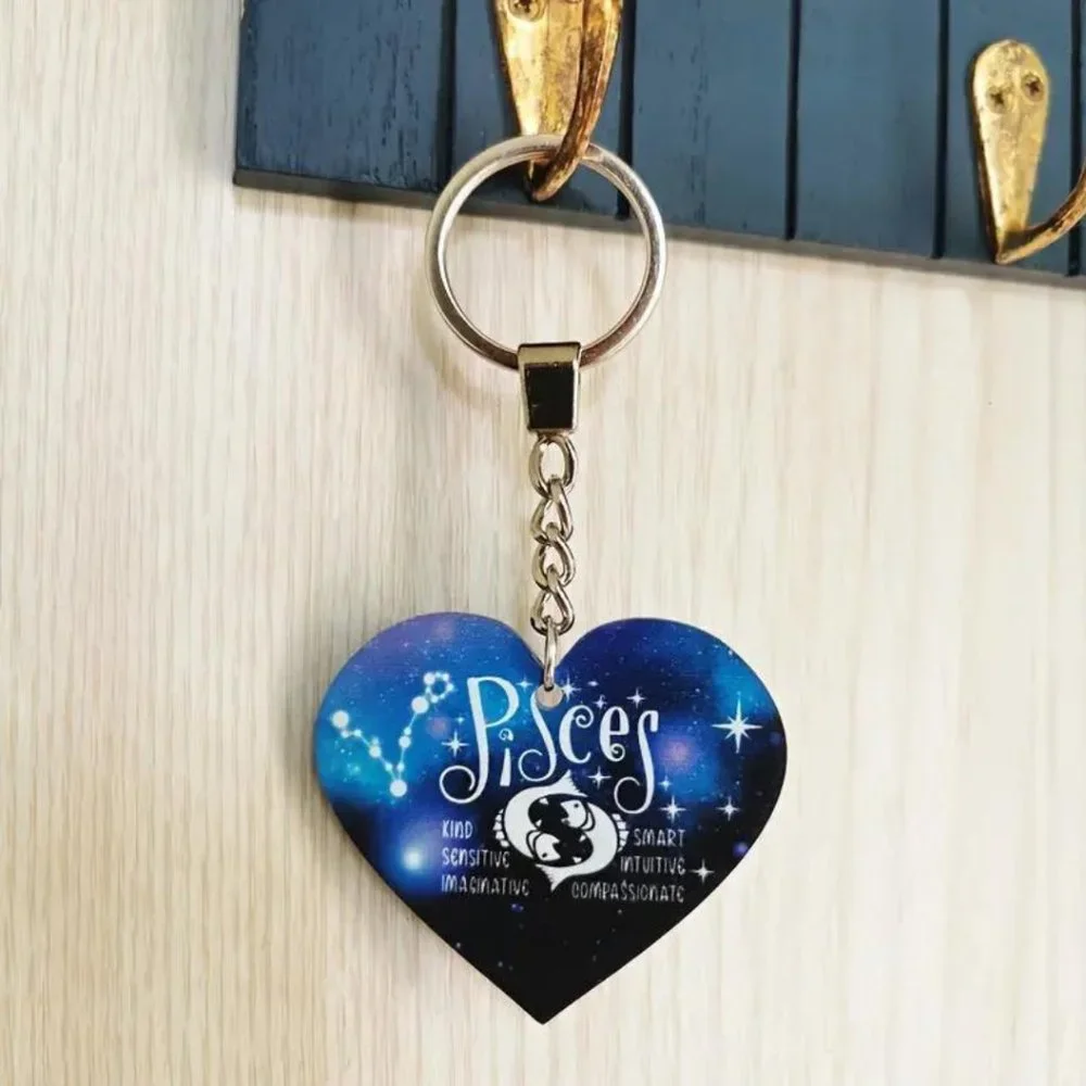 New Zodiac Universe Blue Heart Pisces Keychain
